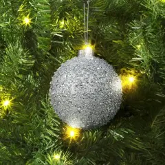 Christmas Silver Beaded Ball Ornament - Wondershop&trade;