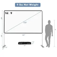 Costway 120'' Projector Screen w/ Stand 16:9 HD 4K Indoor Outdoor Projection Movie Screen