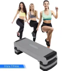 Costway 35'' Fitness Aerobic Step Cardio Adjustable 6"-8"-10" Exercise Stepper w/Risers