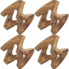 Saro Lifestyle Table Napkin Rings With Wood W Design (Set of 4)