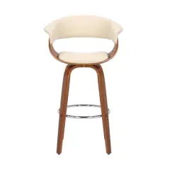 30" Julyssa Swivel Faux Leather Wood Counter Height Barstool Cream - Armen Living