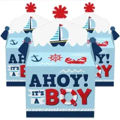 Big Dot of Happiness Ahoy It's a Boy - Treat Box Party Favors - Nautical Baby Shower Goodie Gable Boxes - Set of 12