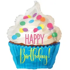 LoonBalloon 28 Inch Cupcake Birthday Balloon with 4 latex balloon - Adorable & Festive