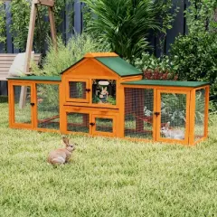SEVOBAL 82.5&rdquo; Wooden Rabbit Hutch Outdoor Easy to Assemble Rabbit Cage Bunny Hutch Indoor with Cleaning Tray Waterproof Roof for Bunny Rabbit Chick