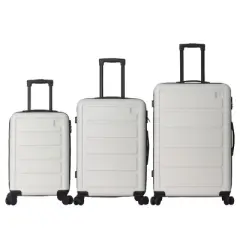 INFURNIC Bag And Luggage Sets 3pcs Rolling Luggage, Lightweight Suitcase Set Hard Shell Travel Luggage with Wheels, White, 19.88"*10.63"*29.92"