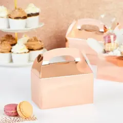Blue Panda 24 Pack Rose Gold Gable Party Favor Boxes for Wedding, Birthday Party, Baby Shower, Small Boxes for Gifts, Treats, 6 x 3.5 x 3.5 In
