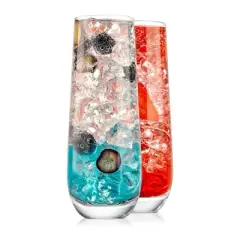 NutriChef Crystal Clear Champagne Flute Set, Lead-Free Crystal