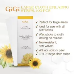 GiGi Epilating Cloth - For all soft Waxes - 100 Strips - LARGE (PACK OF 2)