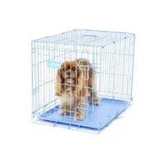Carlson Single Door Wire Dog Crate - Blue S