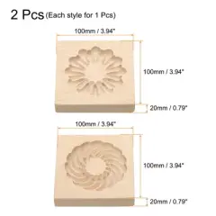 Unique Bargains Wooden 3D Carved Smooth Vintage Baking Cookie Biscuit Mould 2 Pcs