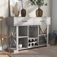 Ialani 2 Drawer Buffet Wine Cabinet&nbsp; White Oak&nbsp; - miBasics