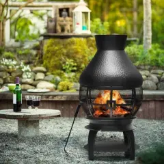 Costway Patio Fire Pit Chimenea Fireplace Wood Burning Heater Garden Backyard