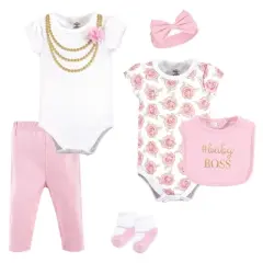 Little Treasure Baby Girl Layette 6-Piece Set, Gold Roses