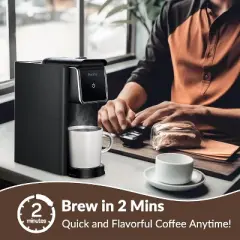 Mecity Mini Single Serve Coffee Maker, K-Cup/Ground Coffee/Tea Compatible, 6-12oz, Auto Shut-Off, 1000W, for Home/RV