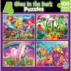 MasterPieces Kids Jigsaw Puzzle Set - Purple Glow 4-Pack 100 Pieces