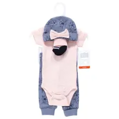 Hudson Baby Girls Thermal Preemie Layette Set 4pc Short Sleeve Outfit, Navy Toile, Preemie