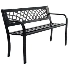 Tangkula Antique Steel Bench Patio Garden Chair Porch Cast for Outdoor