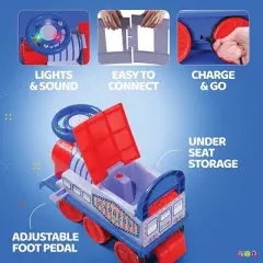 Ride On Toy Train with Tracks - Electric Features Fun Flashing Lights and Music, Storage Seat, 16 Tracks - Playable Without Tracks &ndash; Play22Usa