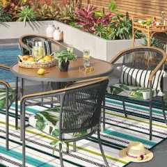 7'x10' Textural Stripe Rectangular Woven Outdoor Area Rug Light Green - Threshold&trade;