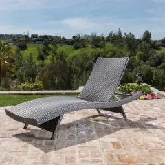 Salem Wicker Lounge with Cover - Gray/Beige - Christopher Knight Home: Weather-Resistant Iron Frame Patio Furniture