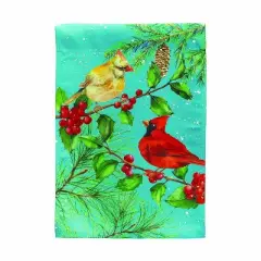 Evergreen Cardinal Couple Suede Garden Flag 12 x 18 Inches Indoor Outdoor Decor