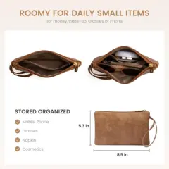 Laptop Tote Bag for Women 15 Inch Vintage Leather Work Laptop Bag with Large Water Bottle Pockets