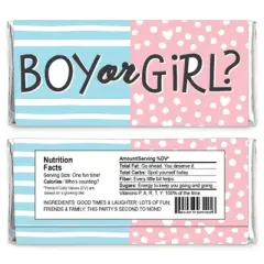 Big Dot of Happiness Baby Gender Reveal - Candy Bar Wrapper Team Boy or Girl Party Favors - Set of 24