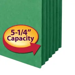 Smead File Pocket, Straight-Cut Tab, 5-1/4" Expansion, Letter Size, Green, 10 per Box (73236)