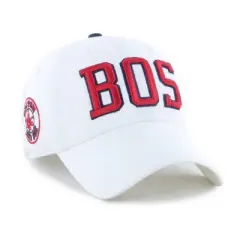 MLB Boston Red Sox White Cooperstown Clique Hat: Adjustable Cotton Baseball Cap
