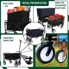 YONWAY Multi-Use Bag Collapsible Foldable Wagon Cart Beach Wagon,Heavy Duty Utility Cart for for Camping ,3pcs plastic Liner bag /Cover