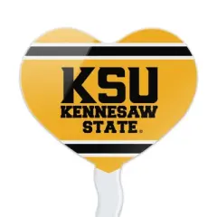 Kennesaw State KSU Stripes Heart Love Cupcake Picks Toppers Decoration Set of 6