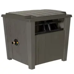 Suncast Farmington Smart Tube Weatherproof Outdoor Hideaway Standard Garden Hose Storage Pot Container with Brass Connections, Stoney (4 Pack)