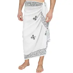LA LEELA Men's Beach Swimwear Cover Up Samoan Pareo Summer Sarongs Beachwear One Size Pearl Turtle
