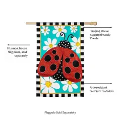 Evergreen Ladybug with Daisies Applique House Flag 28 x 44 Inches Outdoor Decor for Homes and Gardens