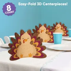 Big Dot of Happiness 3D Thanksgiving Turkey Centerpiece Table Decorations, Freestanding Fall Friendsgiving Party Decor, Turkey Centerpieces - 8 Count
