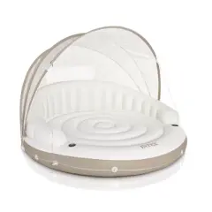 Intex Inflatable Canopy Island Float Lounge + AC Electric Air Pump w/ 3 Nozzles