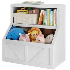 Kid's Bookshelf and Toy Storage Unit, Wooden Bookcase Cabinet with Storage Organizer, Large Cubbies for Kids,Nursery,Classroom,Kindergarten