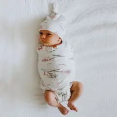 embe Newborn Swaddle Wrap and Top Knot Hat Set (0-3 months)