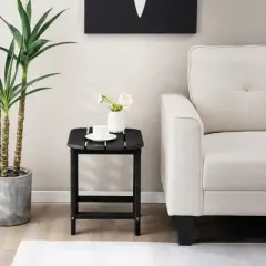 Costway 18'' Patio Adirondack Side Table Weather Resistant HDPE Garden Grey/Black