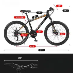 DSVIMOY Bicycles, 26 inch Mountain Bike for Adult and Teenagers, 21-Speed Mountain Bike with Disc Brakes, Orange, 71"*25"*39.3"