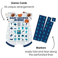 Big Dot of Happiness Go, Fight, Win - Sports - Picture Bingo Cards and Markers - Baby Shower Shaped Bingo Game - Set of 18