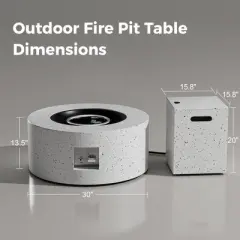 Evita Propane Fire Pit with Propane Tank, Glass Stone and Rain Cover Suitable for Outdoor Living-30*30*12.8 Inch