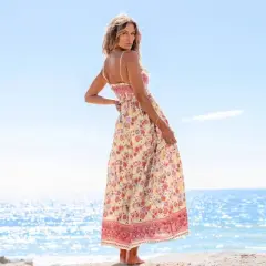 Women's Boho Chic Floral Print Maxi Dress with Smocked Bodice -Cupshe