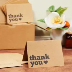 Best Paper Greetings 120 Pack Kraft Paper Thank You Cards with Envelopes - Bulk Thank You Cards for Wedding, Baby Shower (3.5x5 in)