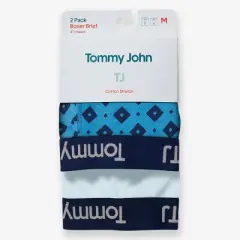 TJ | Tommy John&trade; Men's 6" Striped Boxer Briefs 2pk - Diamond Array/Crystal Blue