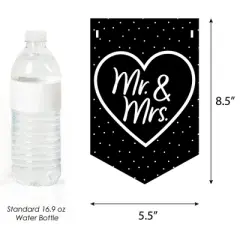 Big Dot of Happiness Mr. and Mrs. - Black and White Wedding or Bridal Shower Bunting Banner - Party Decorations - Congrats Mr. and Mrs.