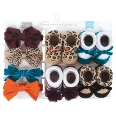 Hudson Baby Infant Girl Headband and Socks Giftset, Fall Leopard, One Size