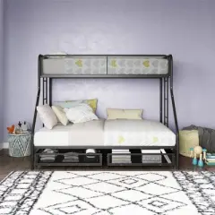 Twin Over Full Jeremy Bunk Bed with Storage Drawers Black - Room & Joy