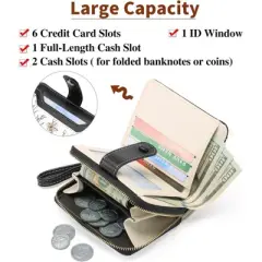 FATMOON Womens Wallet,RFID Blocking Floral Leather Card Holder,Bifold Long Ladies Wallet with Zipper Pocket for Daily Use & Travel