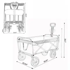 DSVIMOY Outdoor Serving Carts, Portable Folding Beach Wagons with Wheels, 150L Collapsible Outdoor Carts Foldable, Green, 36.61"*20.94"*39.17"
